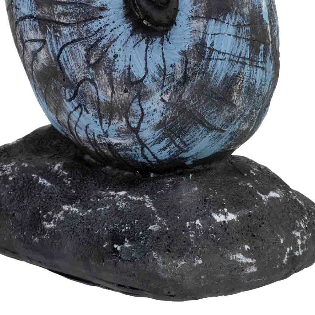 Figura decorativa a forma di conchiglia in resina blu 12x10x17h cm