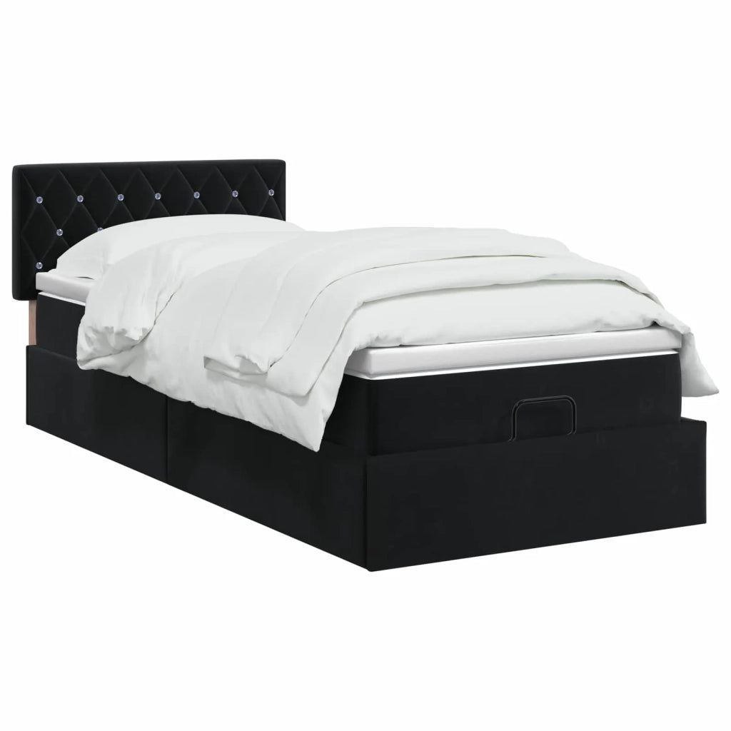 Letto ottomano con materasso Nero 100 x 200 cm Velluto 3457631