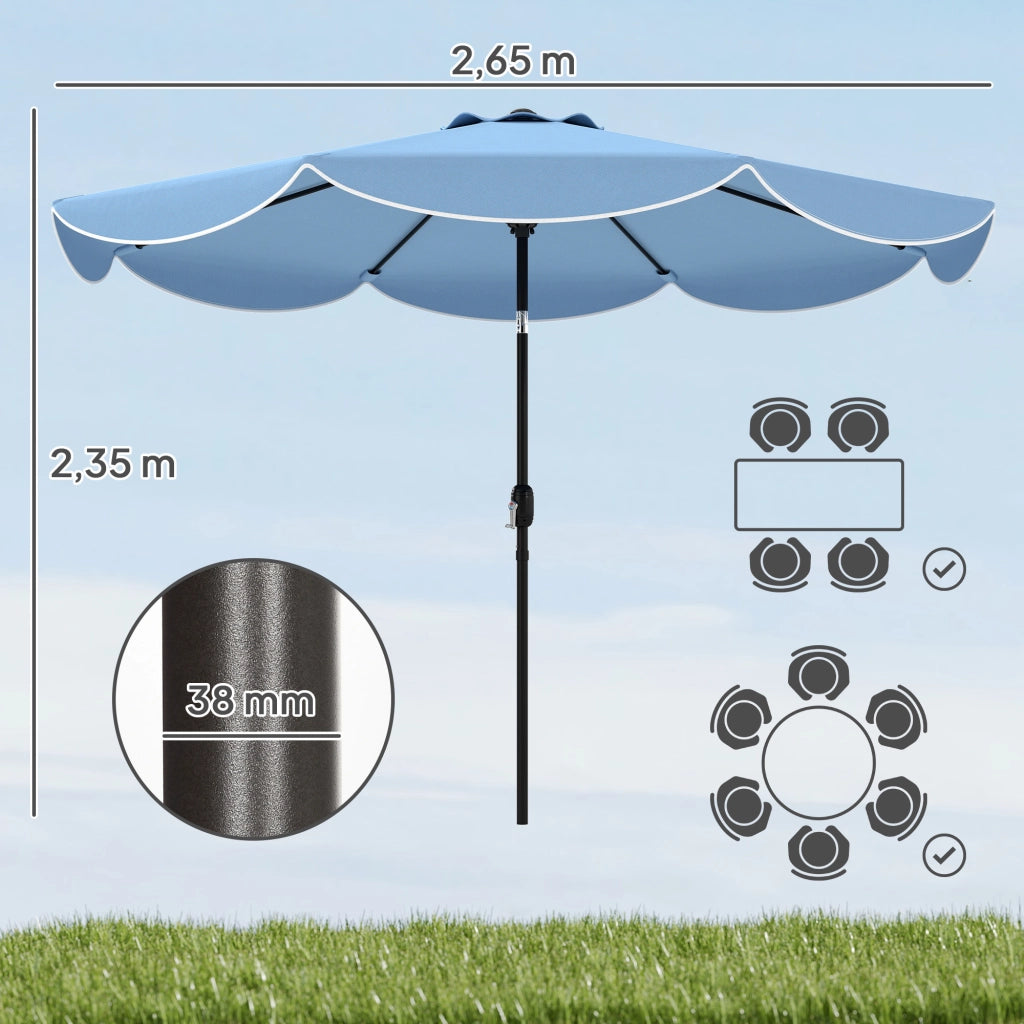 Ombrellone da Giardino ¨C zephmum ¨C 3 Posizioni Regolabili, ?270 cm, Azzurro