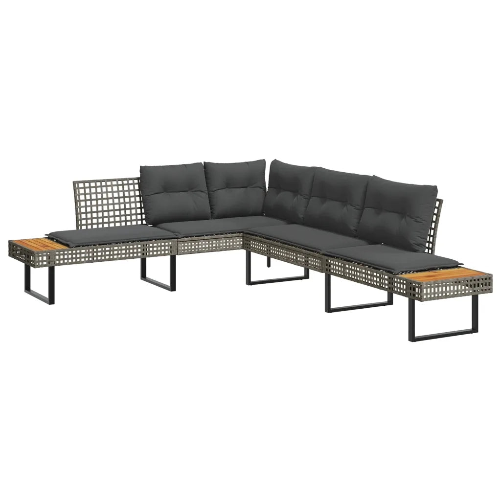 Set Divani da Giardino 2 pz con Cuscini Grigio Polyrattan Vetro