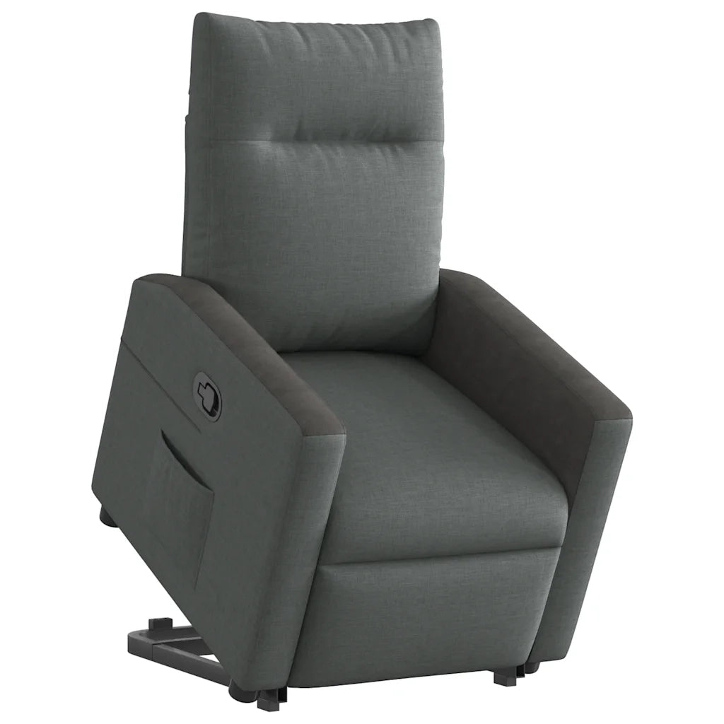 Poltrona | Sedia Relax Alzapersona Reclinabile Grigio Scuro in Tessuto