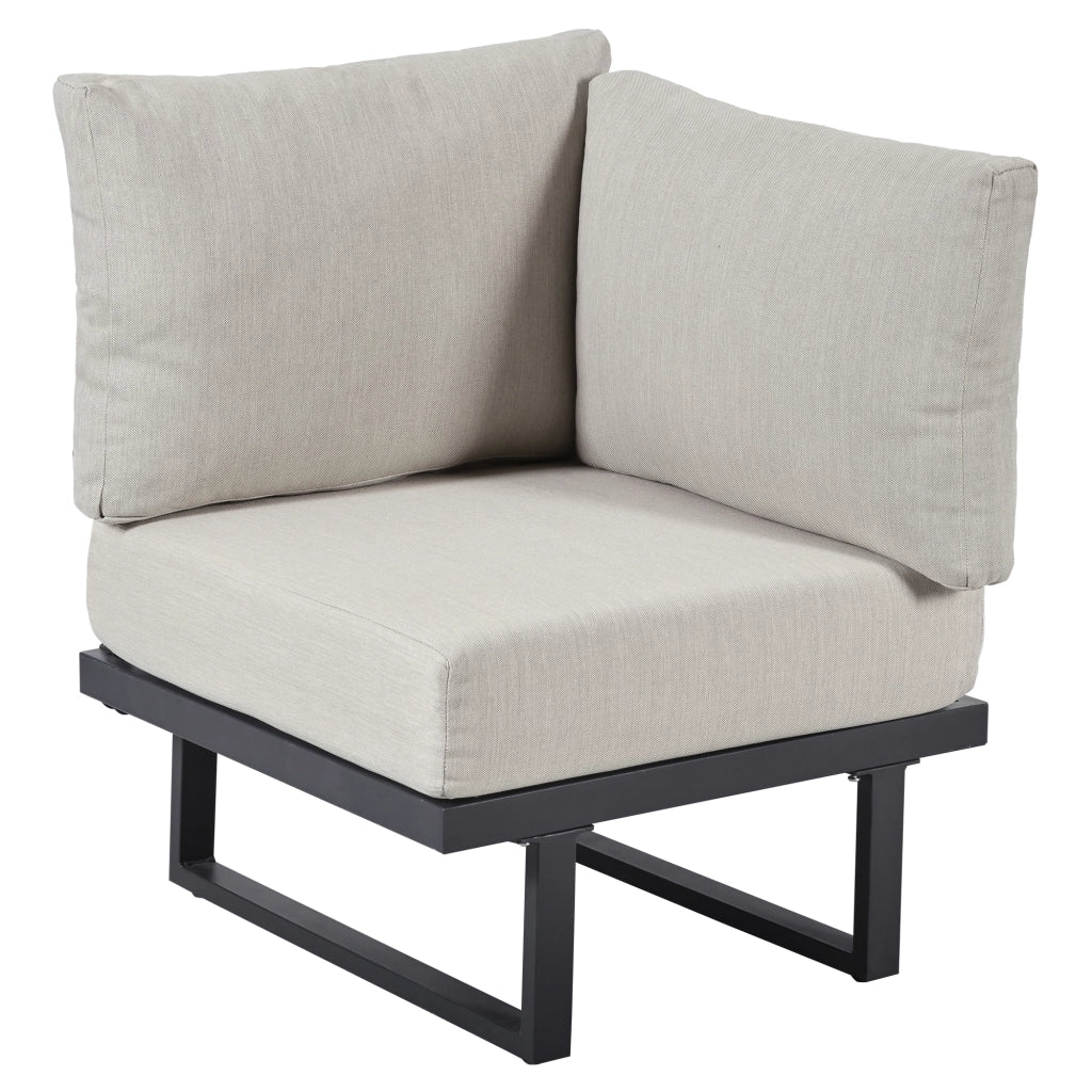 Set da Giardino con Divano Angolare e Tavolo ¨C Xylo ¨C Acciaio Zincato, Grigio Beige
