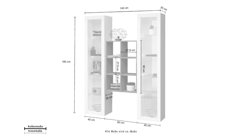 Mobile Espositore Fulvio, Vetrina 12 Ripiani Made in Italy, 30x40x180h cm Bianco Lucido