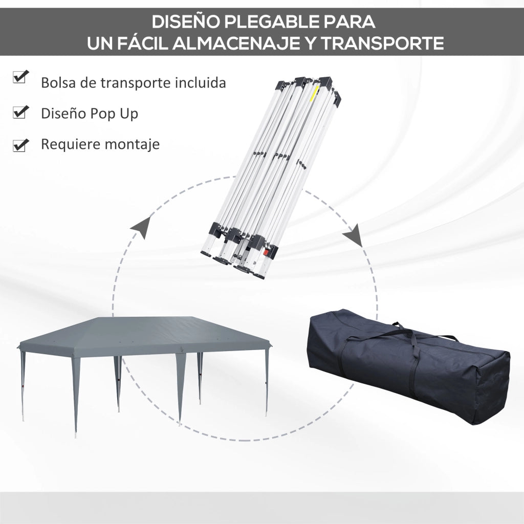 Gazebo Pieghevole ¨C zephmum ¨C Grigio Chiaro 6x3 m