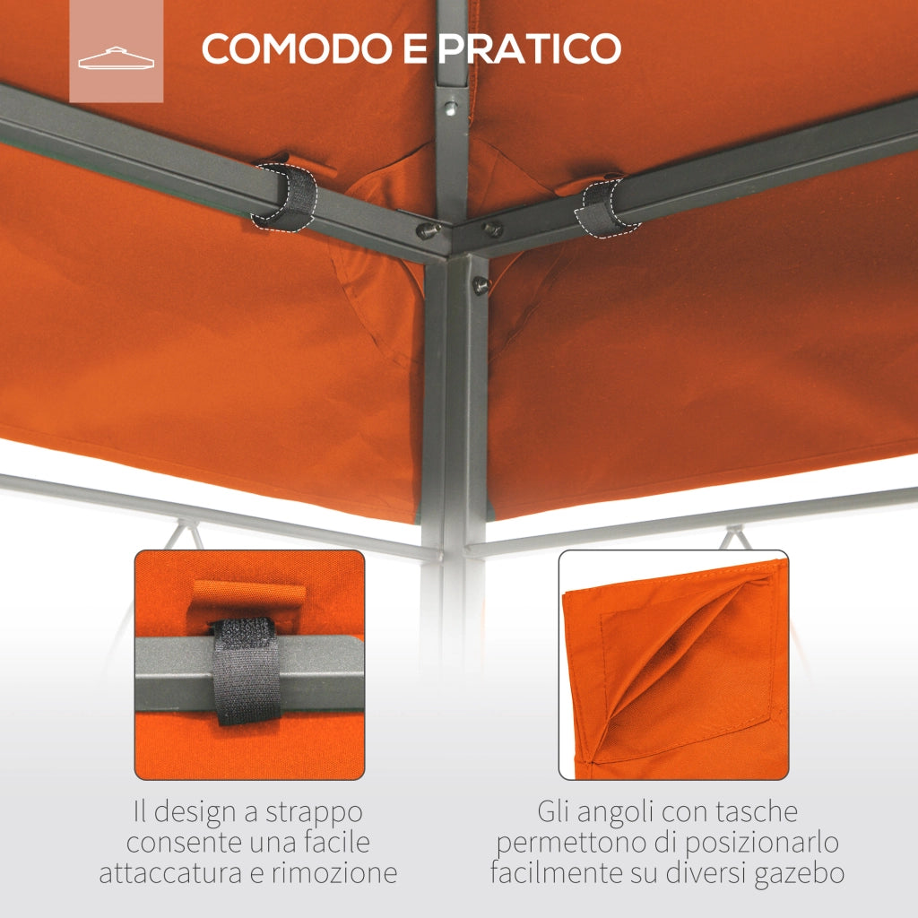 EasyComfort Tetto Di Ricambio 3x3m Arancione per Gazebo da Giardino in Poliestere con Fori di Ventilazione