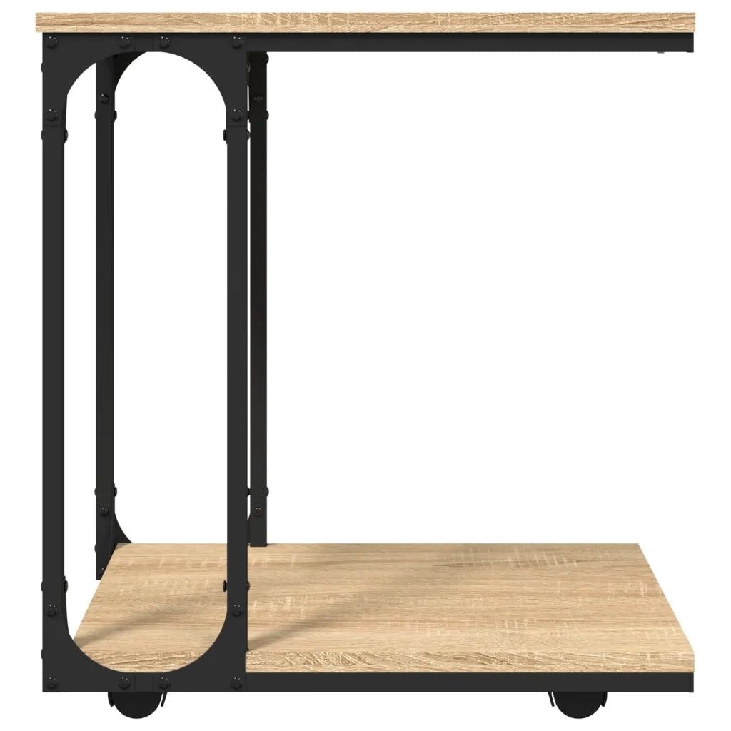 Tavolino con Ruote-Tavolino da soggiorno-Tavolo Rovere Sonoma 50x35x55,5cm Legno Multistrato