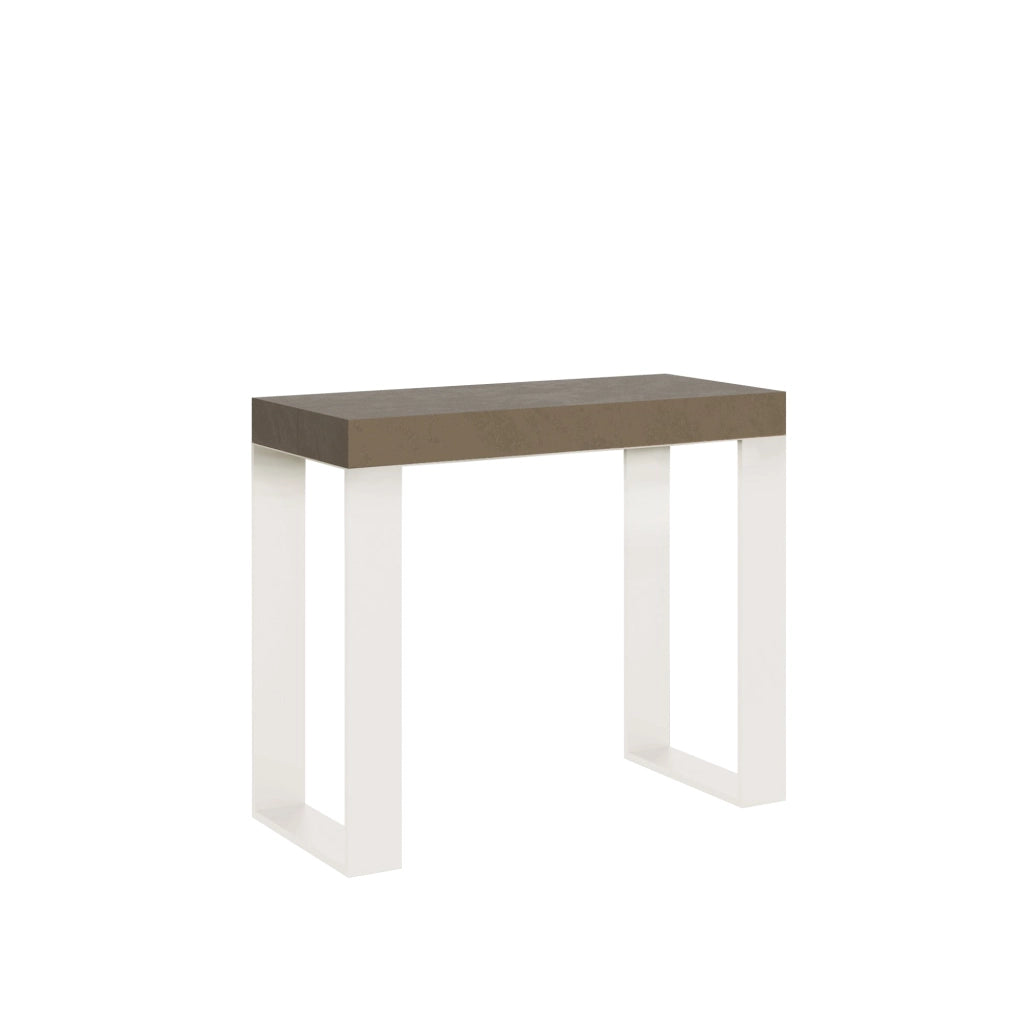 Consolle Allungabile 90-196x40x77 cm Tecno Small Tortora Telaio Bianco