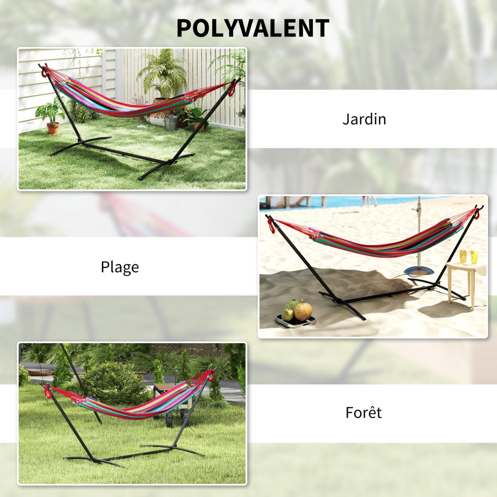 Amaca da Giardino con Supporto in Metallo ¨C zephmum ¨C Colore Rosso, Max Carico 120 Kg