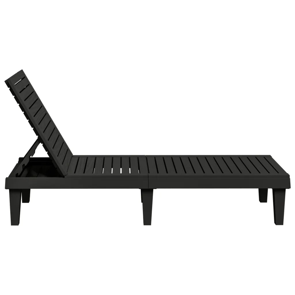 Lettino Prendisole Nero 155x58x83 cm in Polipropilene 364146