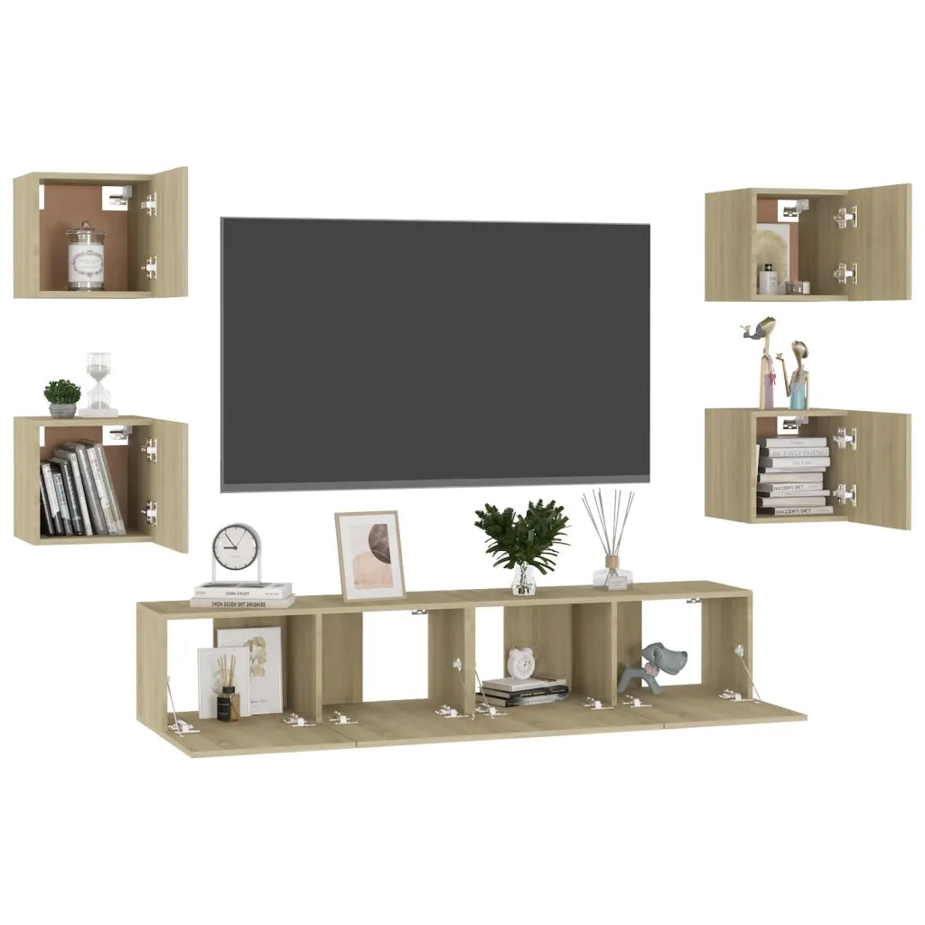 Set di Mobili TV 6 pz Rovere Sonoma in Legno Multistrato 3078977