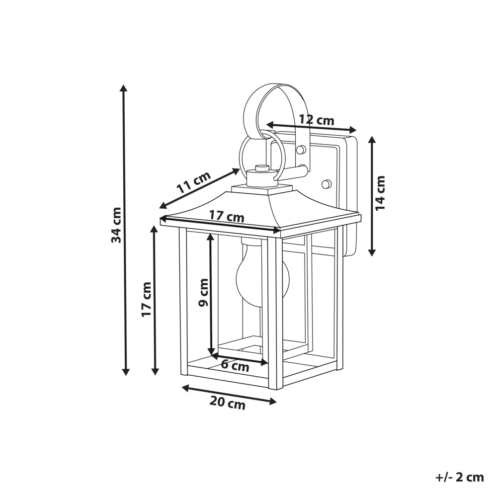 Lampada da parete esterna in metallo nero e vetro 34 cm stile tradizionale giardino