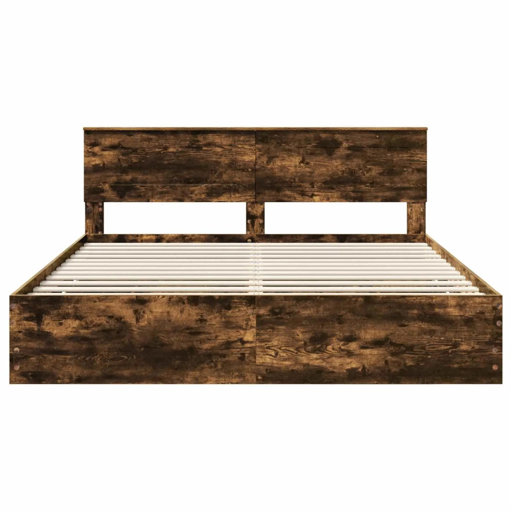 Struttura del letto con cassetto Rovere fumé 200 x 200 cm 3407953