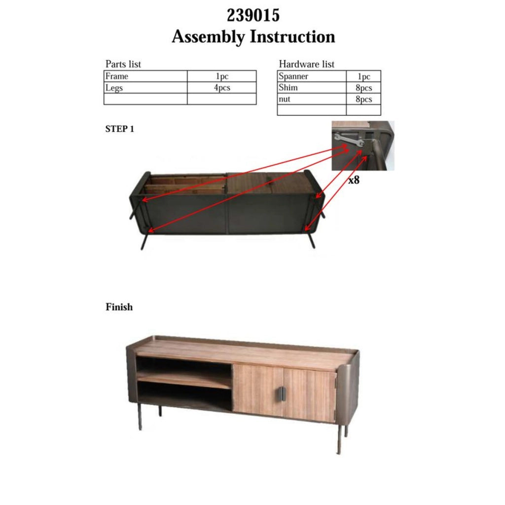 Mobile Porta TV VKH229, Marrone, Legno, 150x42x58 cm