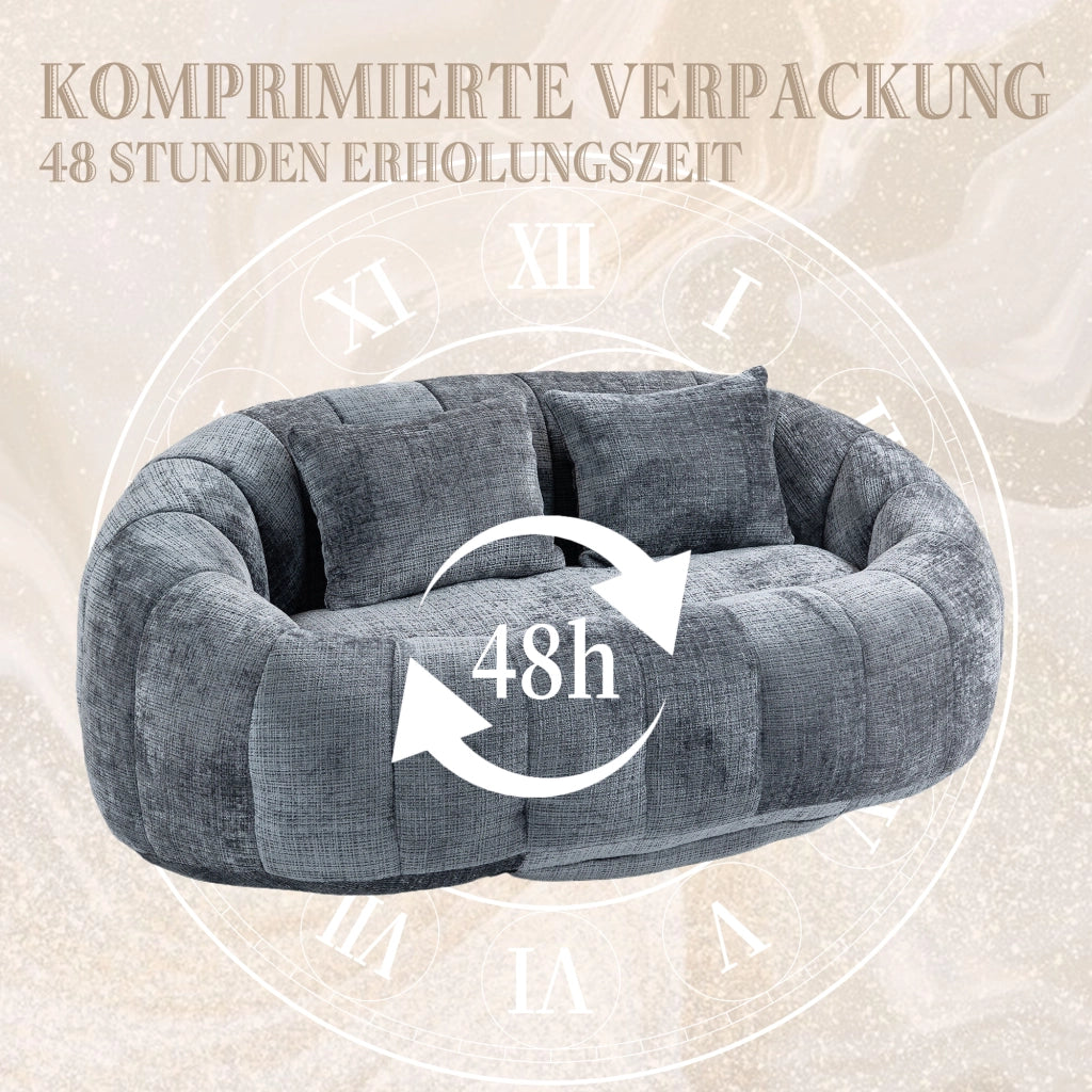 OKWISH Poltrona Pouf con Schienale Alto e Braccioli, Seduta da Pavimento per Gioco e Relax, Ciniglia, Grigio