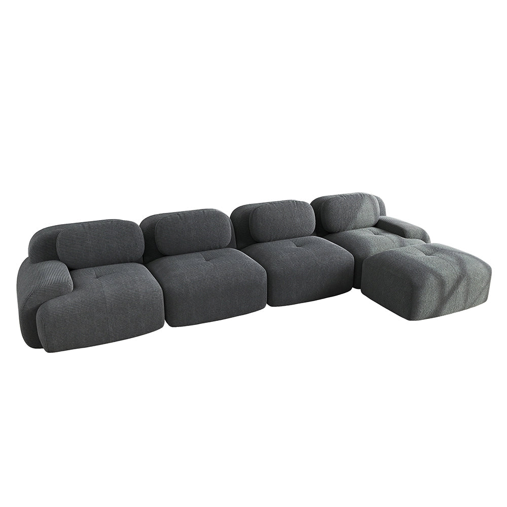 Divano angolare 4 posti - Xylo - Con chaise longue, braccioli XL, 32D, modulabile, grigio