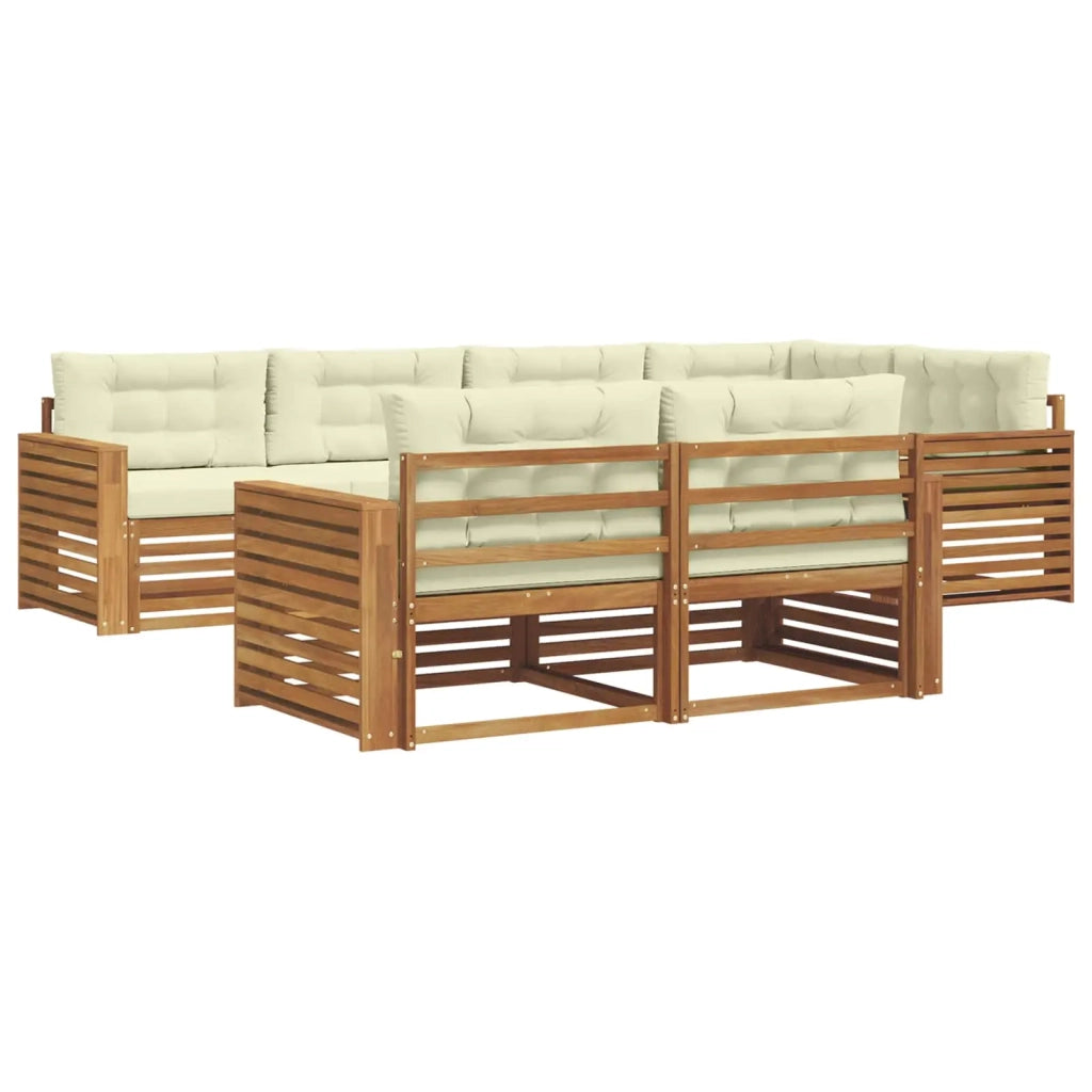 Set di divani da esterno con cuscino 7 pcs Naturale e Crema 3373625
