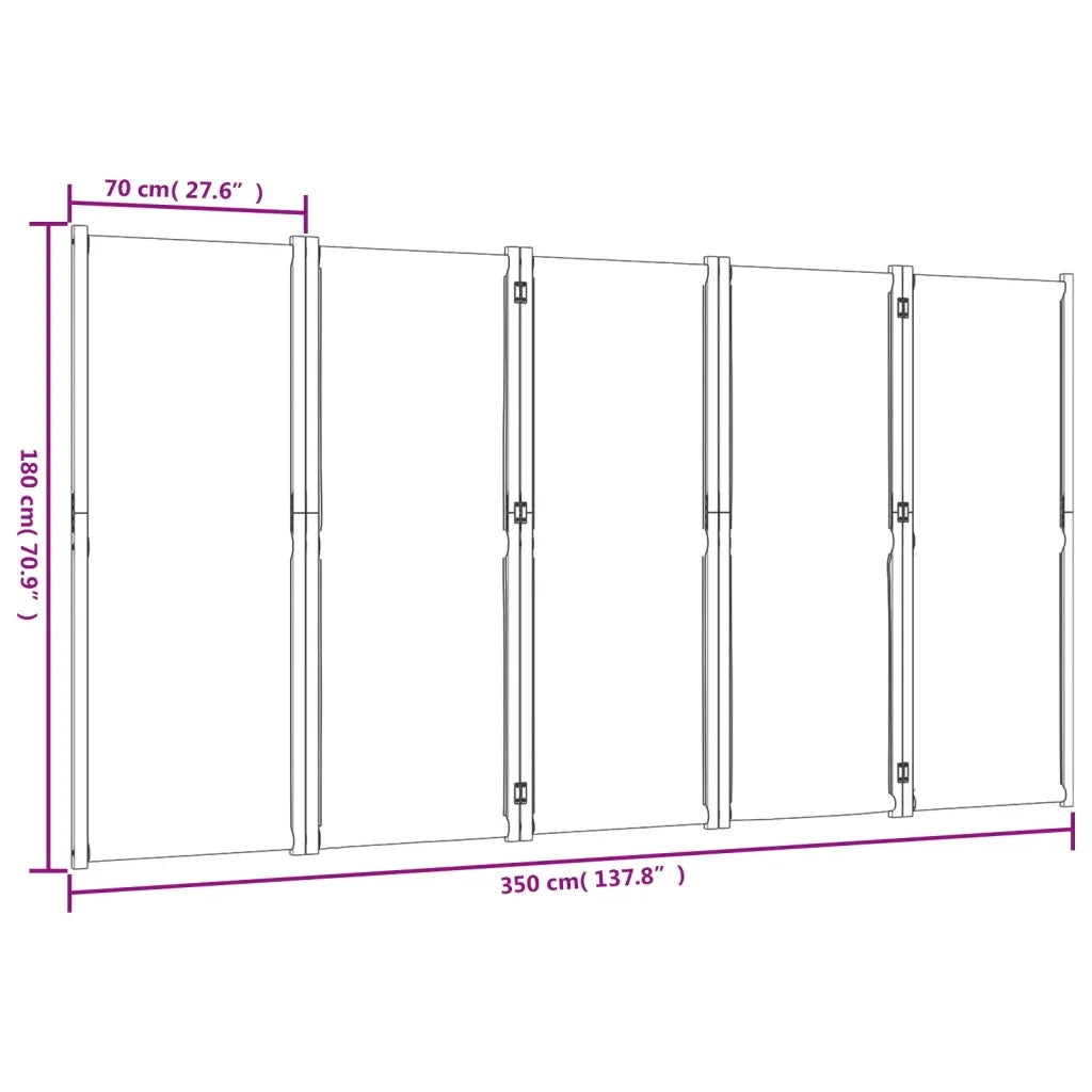 Divisorio Ambienti | Divider per stanze | Paravento a 5 Pannelli Blu Scuro 350x180 cm