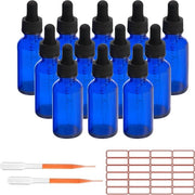 12 Flaconi in Vetro Blu con Boccetta 2oz - Flaconi da Viaggio Impreregolabili in Vetro - Flaconi di Tintura con Boccette per Occhi