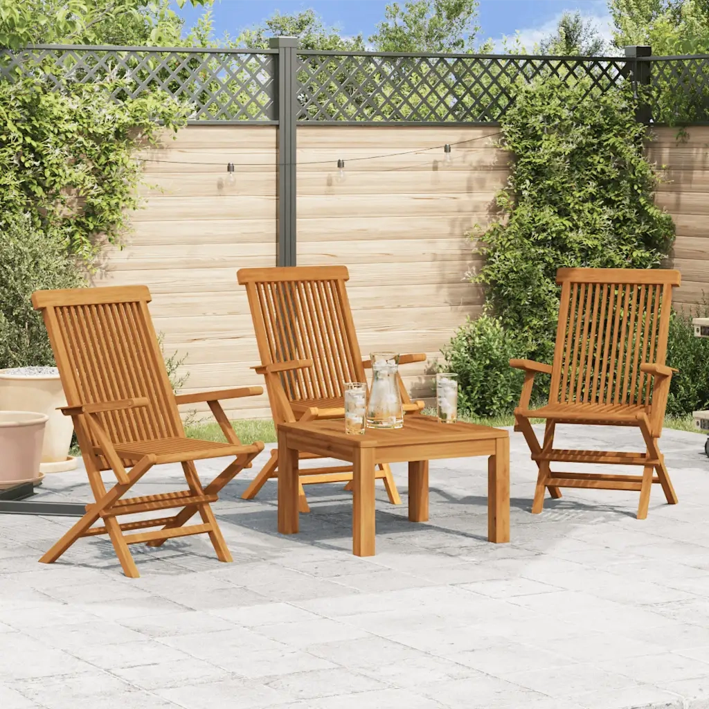 Sedie da Giardino 3 pz | Sedie da Esterno in Legno Massello di Teak