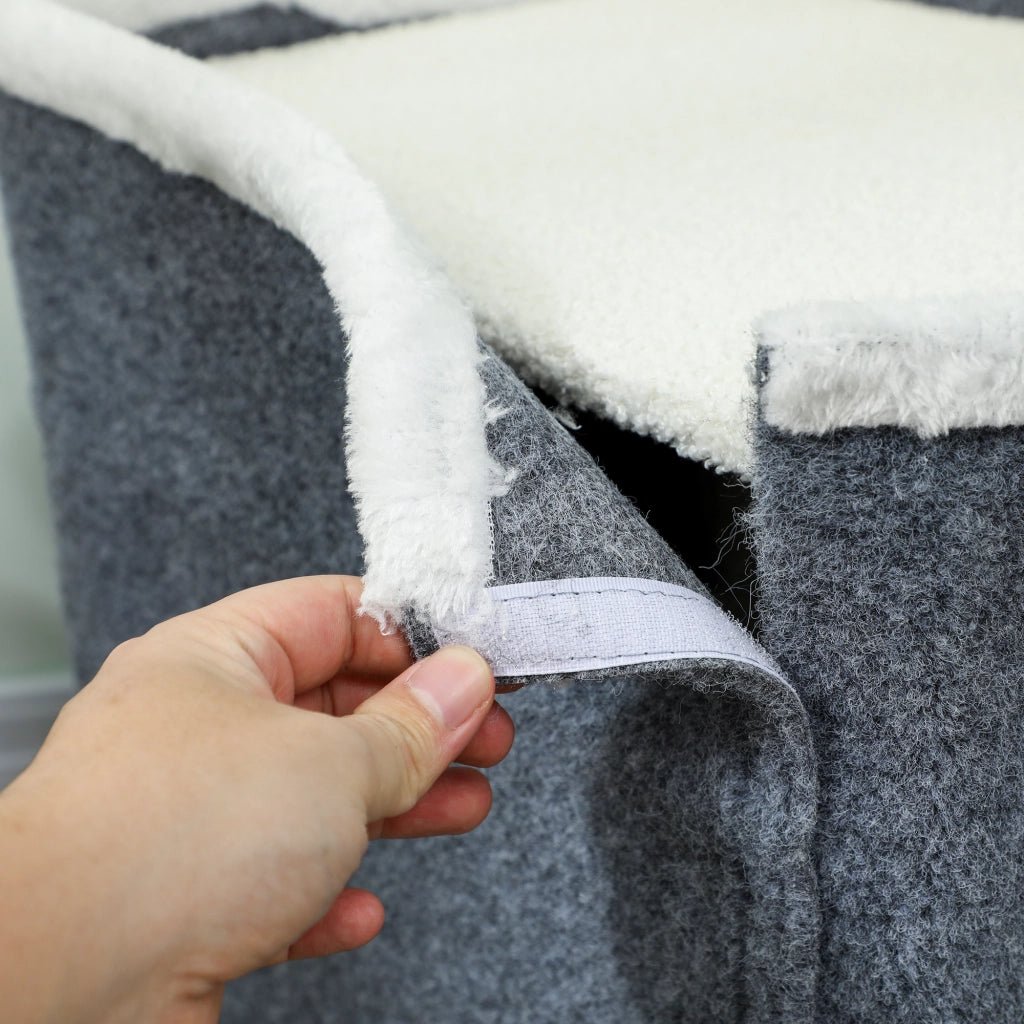 Tiragraffi per Gatti con Piattaforma Superiore ¨C Xylo ¨C Casa a 2 Piani con Pali in Sisal, Grigio