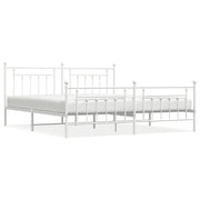 Letto matrimoniale | Letto per adulti | Giroletto con Testiera e Pediera Metallo Bianco 200x200 cm