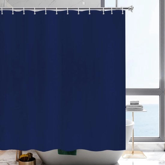 Douchegordijn in poliestere, per vasca da bagno, inclusa pesantezza, lavabile, impermeabile, alta extra, 200 x 220 cm (l x a), blu marino