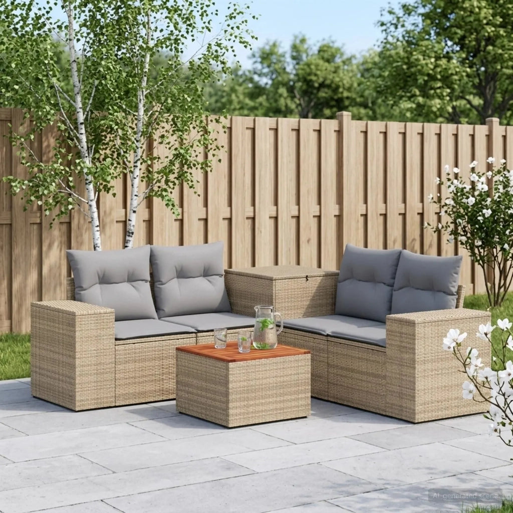 Set di divani 6 pz Beige e Grigio Chiaro 3447581