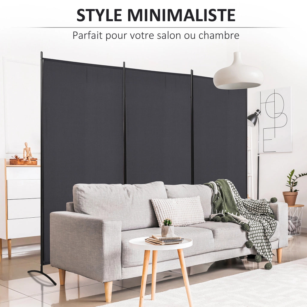 Paravent a 3 pannelli ¨C zephmum ¨C grigio metallo 253x50x182 cm