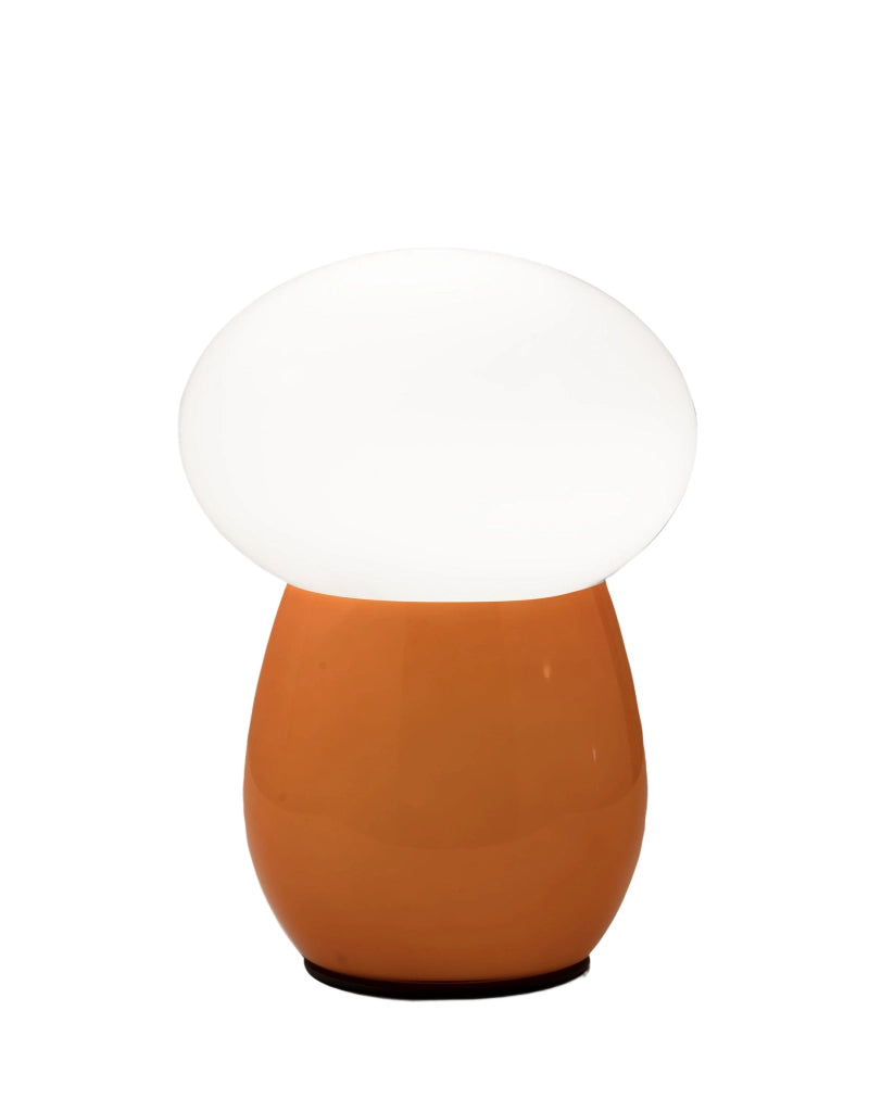 Lampada da tavolo Freddy in vetro soffiato Ambra, attacco E27 40W, interruttore integrato, design elegante e moderno - Freddy Collection