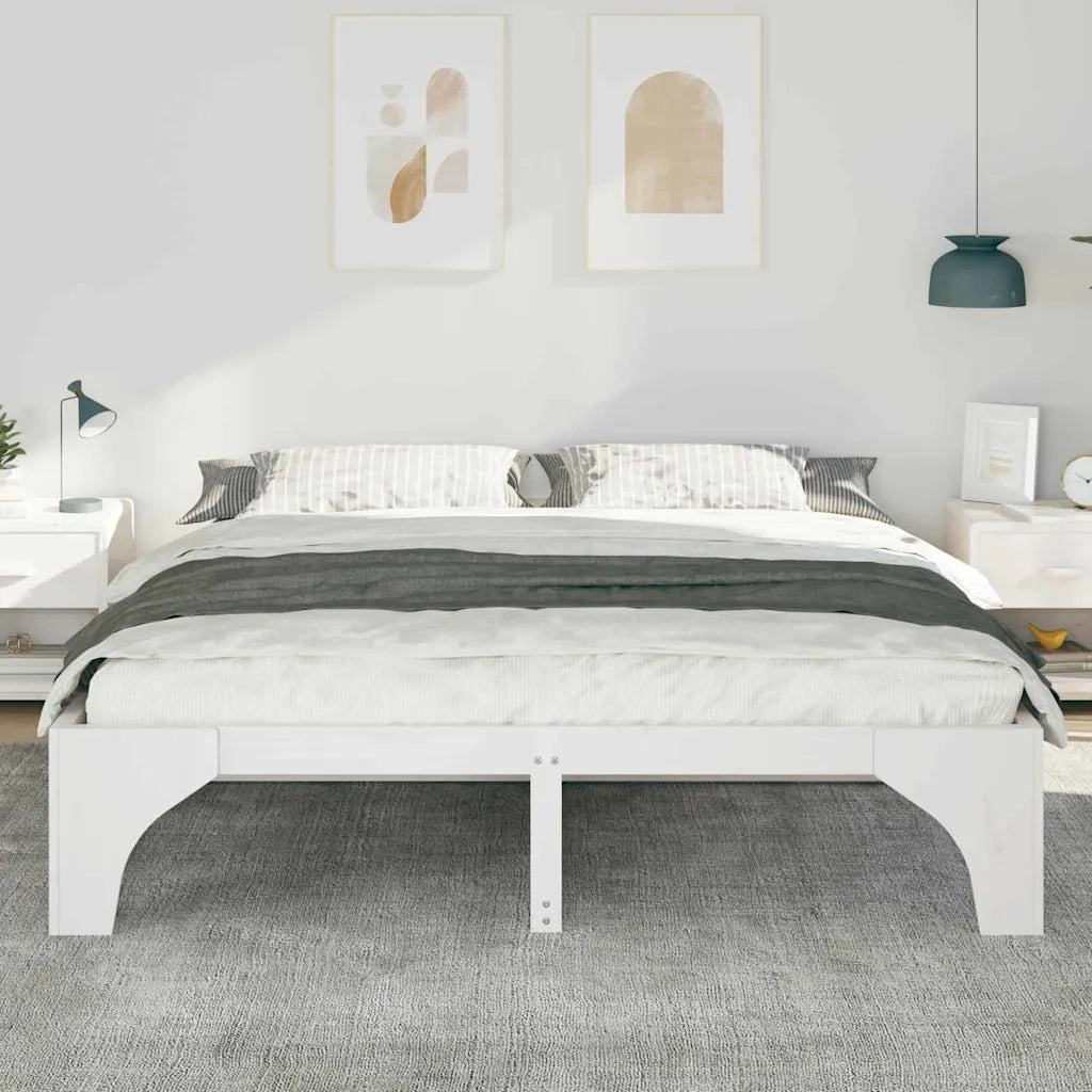 Struttura del letto Bianco 200 x 200 cm Pino massello