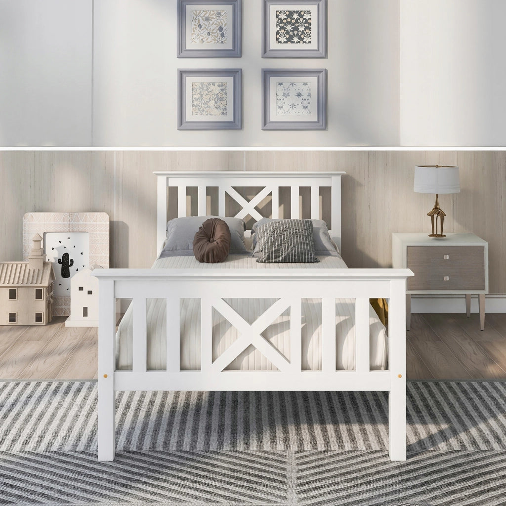 Letto singolo per bambini - Xylo - 90x200 cm legno bianco