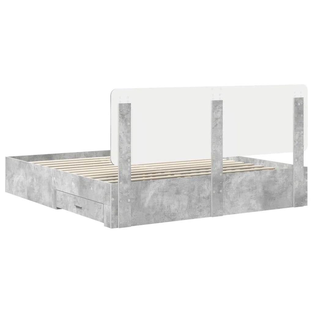 Struttura del letto con testiera Grigio cemento 200 x 200 cm