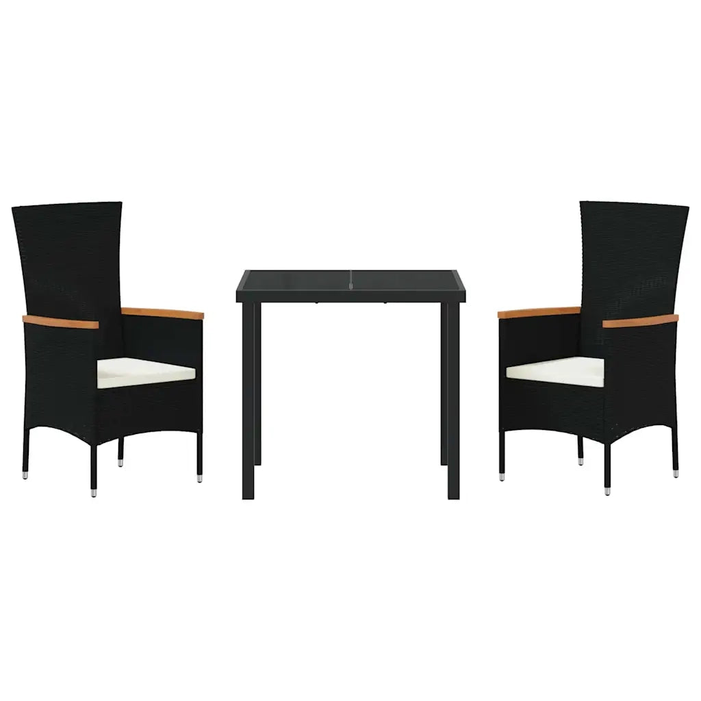 Set da Pranzo per Giardino con cuscino 3 pcs Nero 3379422