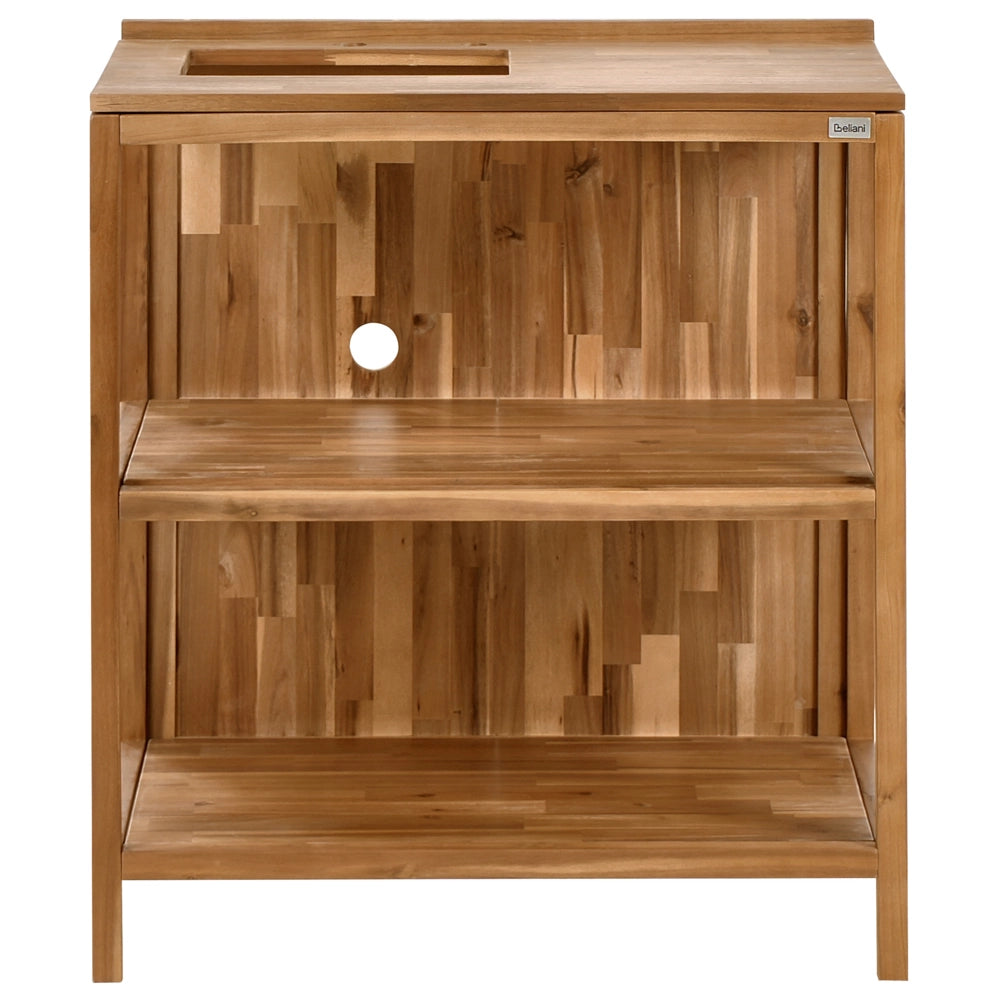 Set da cucina per esterni con lavello e rubinetto Legno di acacia marrone e argento Unità di scaffali in acciaio inox con piano Cucina da giardino da pranzo