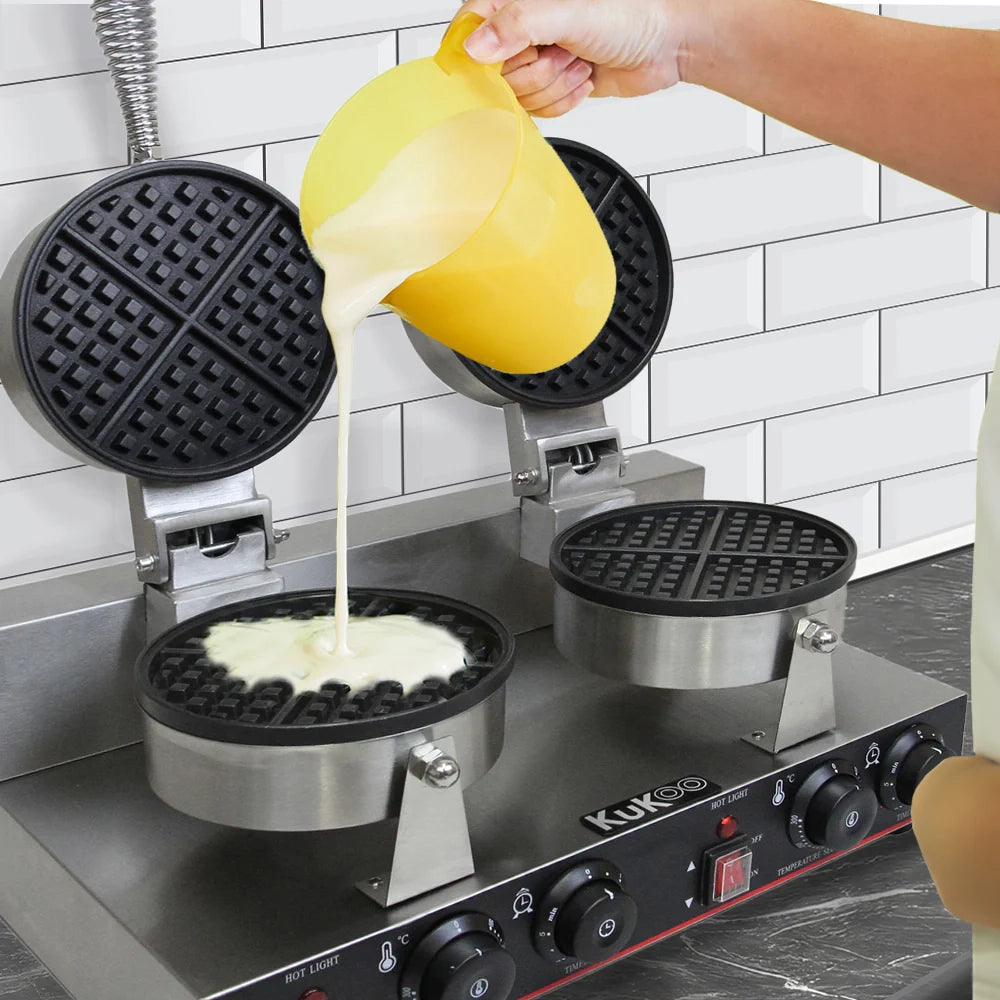 Piastra Doppia per Waffle e Cialde Belga Professionale Antiaderente 220V 1000W