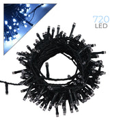 CATENA LUMINOSA NATALIZIA 720 LED LUCE BIANCA FREDDA RESISTENTE PER INTERNI ED ESTERNI - DECORAZIONI DI ALTA QUALITA' CON PROTEZIONE IP44