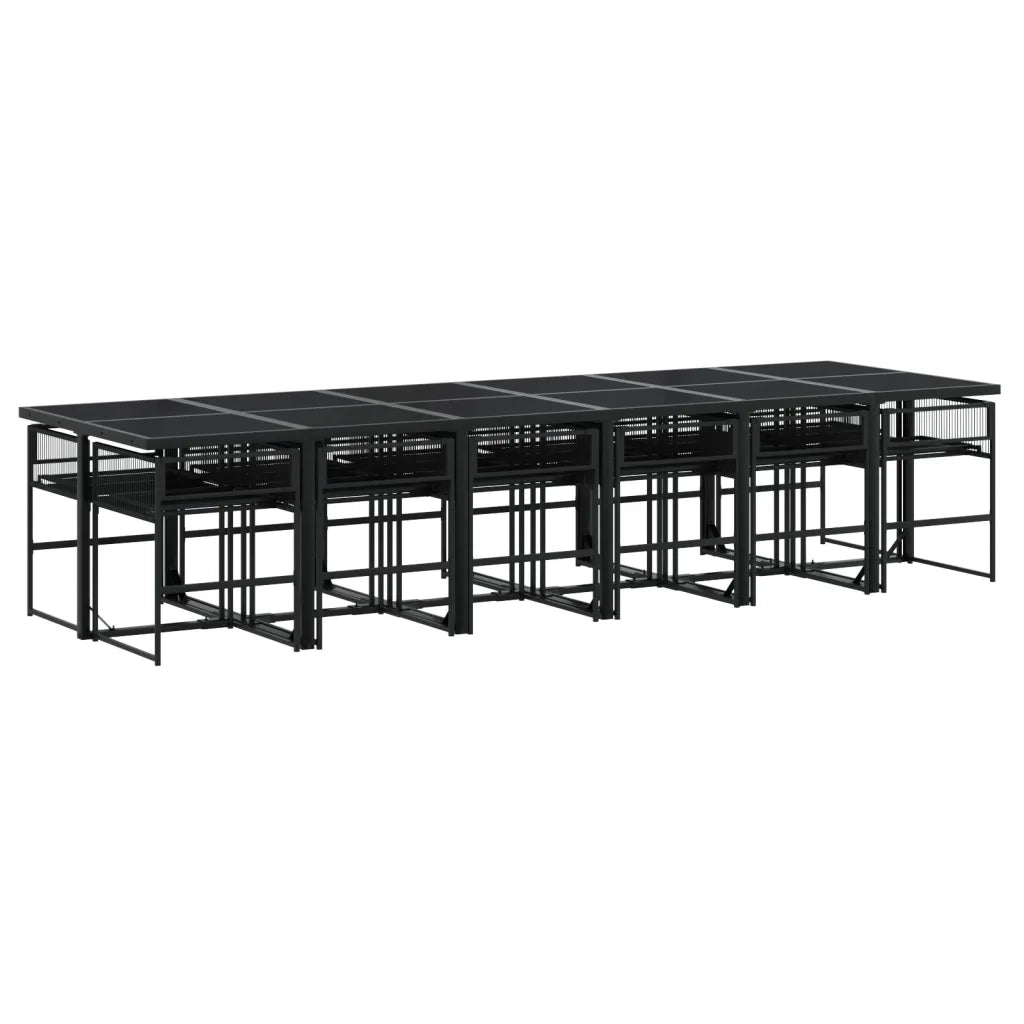 vidaXL Set da Pranzo da Giardino 13pz Nero in Polyrattan