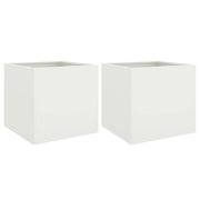 2 pz Fioriere | Cassetta per fiori | Vaso Bianche 42x40x39 cm in Acciaio