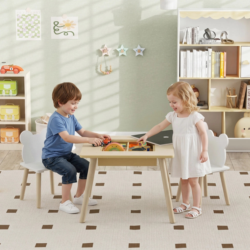 Tavolo bambini con 2 sedie ¨C zephmum ¨C legno naturale