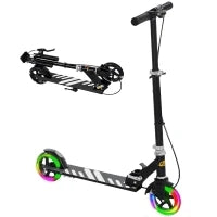 Monopattino Pieghevole per Bambini 3-8 Anni a 2 Ruote con Luci LED Manubrio 4 Altezze Regolabile Doppio Freni Nero