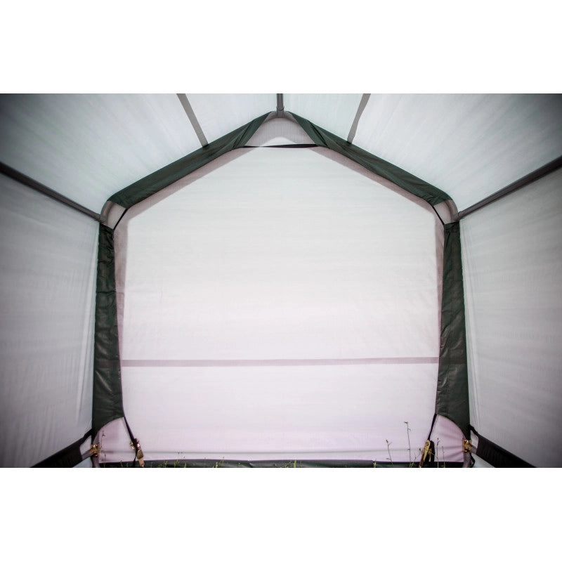 Casetta da giardino in telo rinforzato 3,65x3,65 m – polietilene 195 g/m² – porta zip 290x195 cm – AT3737 Foresta