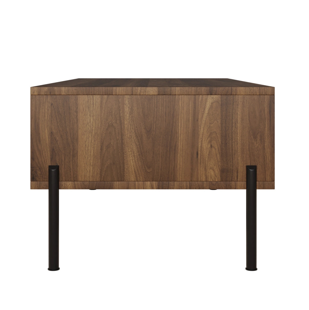 Tavolino da salotto 105x55x41 cm con 2 cassetti; MDF e pannello truciolare colore naturale