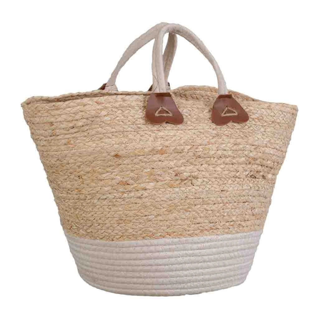 Navicella in fibra naturale intrecciata a mano marrone 33x33x29/40h