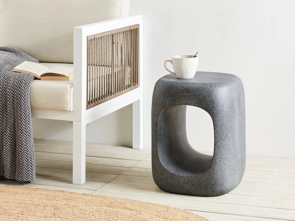 Tavolino decorativo in fibra di vetro MgO forma irregolare effetto marmo effetto marmo resistente ai raggi UV macchie di ruggine macchie di acqua e vento soggiorno moderno all'aperto grigio