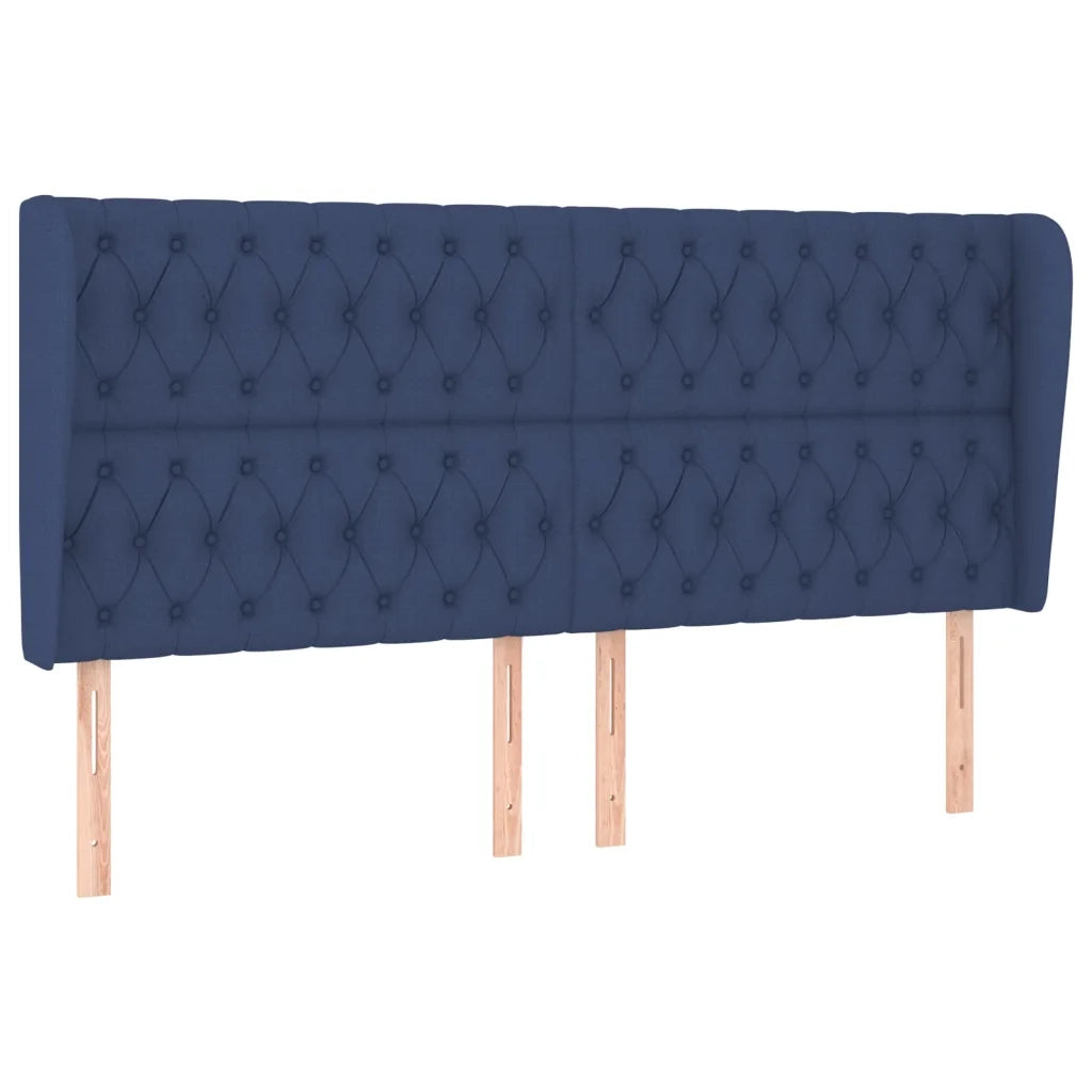 Testiera ad Orecchio-Testata con Orecchie Blu 183x23x118/128 cm in Tessuto 755477