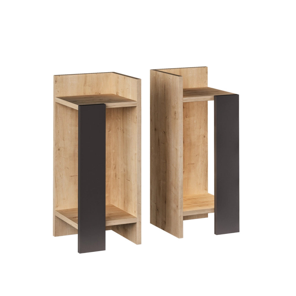 Set di 2 comodini in legno "Elos" - 25 x 27 x 60 cm - Marrone
