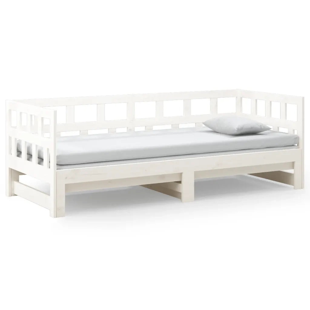 Dormeuse Estraibile Bianca Legno Massello di Pino 2x(90x190) cm