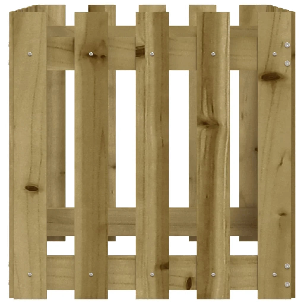 Aiuola rialzata per piante fiori patio e giardino con design di recinzione 50 x 50 x 50 cm pino marrone impregnato 02_0038098