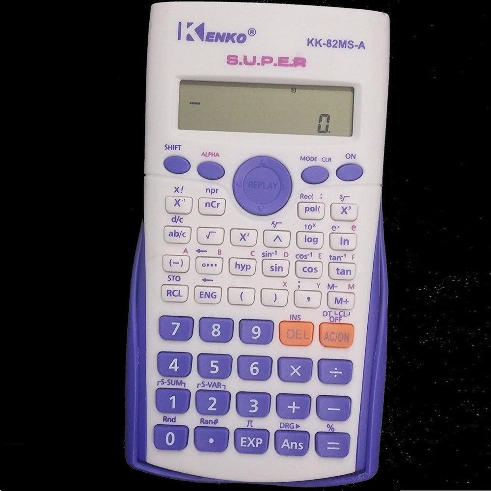 Trade Shop - Calcolatrice Scientifica Doppia Linea Di Calcolo Colore Bianco Blu -