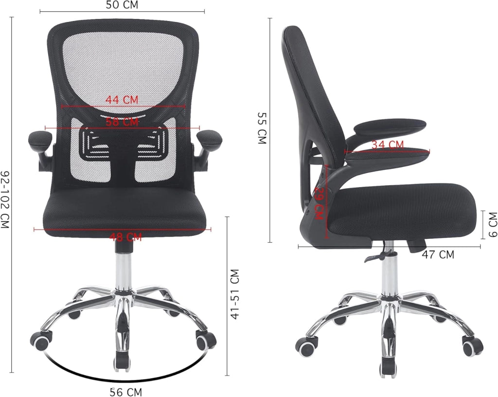 Sedia Da Ufficio Con Supporto Lombare, Poltrona Scrivania Ergonomica Braccioli Regolabili Altezza Regolabile Schienale in Rete Traspirante,Oscillante con Ruote Girevoli Senza Poggiatesta
